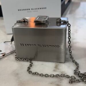 Brandon Blackwood Metallic Box Clutch